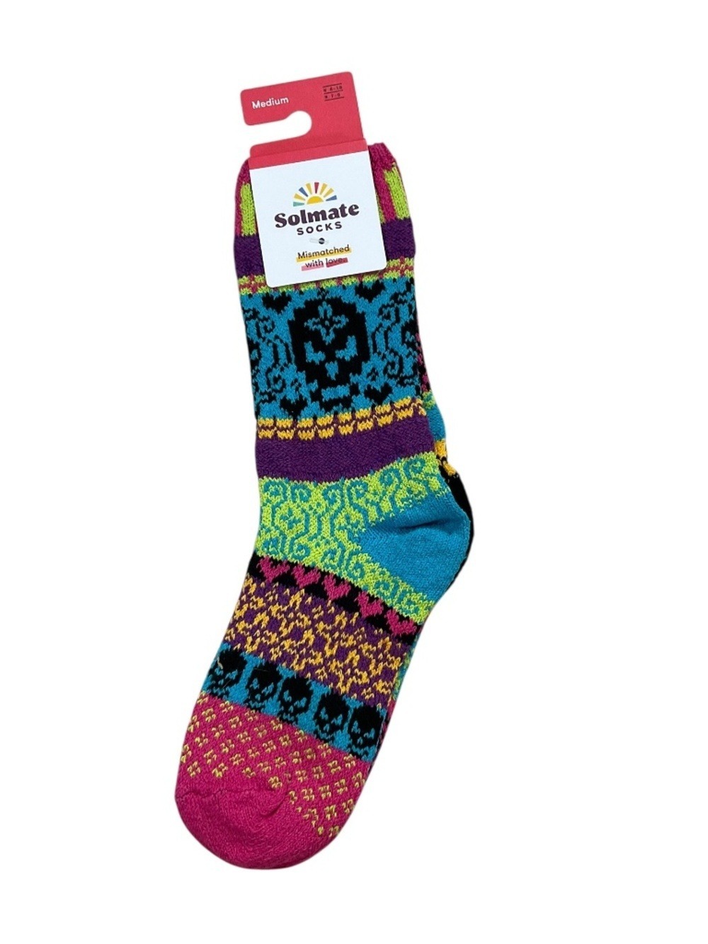 Solmate Day Of The Dead Crew Socks Medium 8 - 10 NWT USA Made